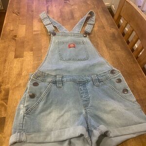 Dickies Light Blue Denim Overalls Shorts